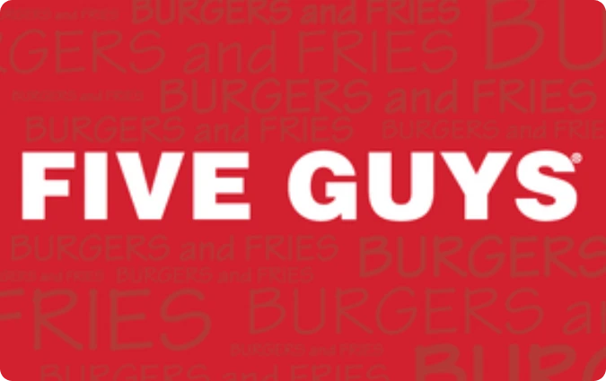 Red background with the words FIVE GUYS in large white letters