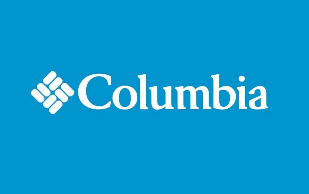 Columbia logo with white text and emblem on a blue background.