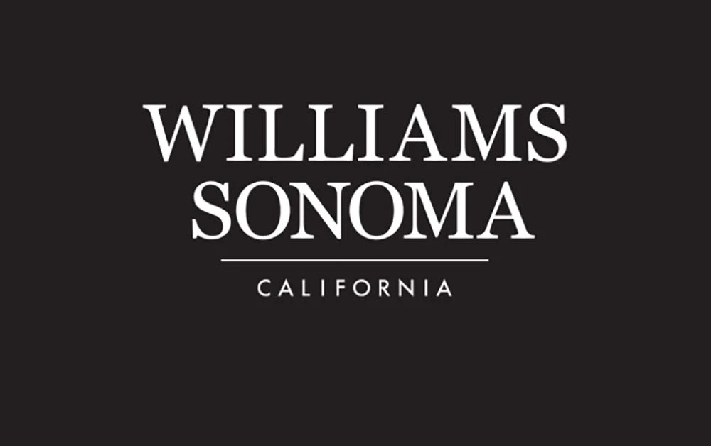 White Williams Sonoma California text on a black background.