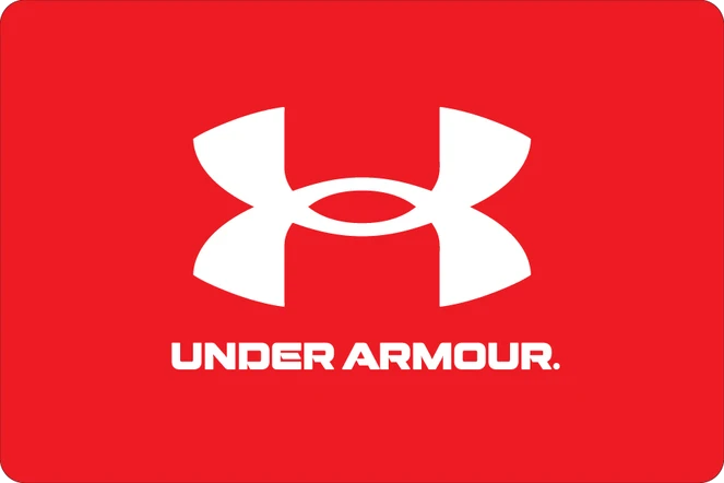 White Under Armour logo and text on a red background.