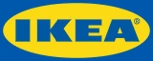 IKEA logo with bold blue letters on a yellow oval background, set against a blue rectangle.