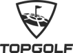 Topgolf logo with a shield containing a golf green, flag, and target above the text TOPGOLF.