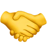 Two yellow hands shaking, symbolizing agreement or partnership.